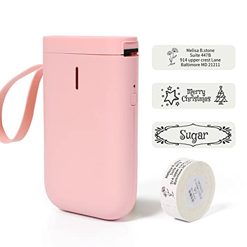 Pink Label Maker Machine with Tape NIIMBOT D11 Portable Bluetooth Sticker Label Printer with Different Fonts Easy to Use Ideal for Home Office Organization Small Business Supplies USB Rechargeable