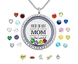 Gift for Mother Mom, 'You Are the Best Mom in the World' Living Memory Round Floating Locket Snake...
