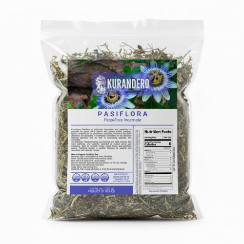 KURANDERO Té de pasiflora 4 oz (113 g) - Hojas de Pasiflora 100% naturales (Passiflora incarnata) - Infusión de hierbas de hojas sueltas, sin OMG,
