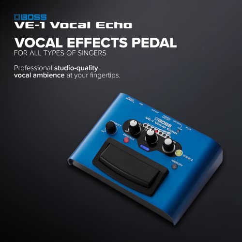 BOSS VE-1 Vocal Echo für Sänger und Vocal-Künstler | Steuere deinen Vocalsound in Echtzeit | Verleihe deiner Stimme einen natürlichen Raumklang oder intensiven Reverb | Sieben anpassbare Effekttypen