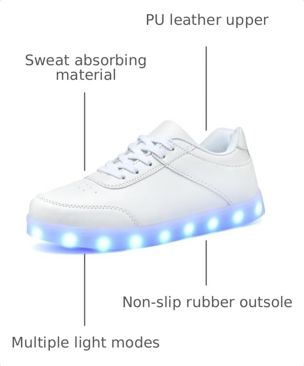 Image of JEVRITE Unisex LED Light Up High Top Sneakers - USB Charging for Women & Men - Couples Shoes