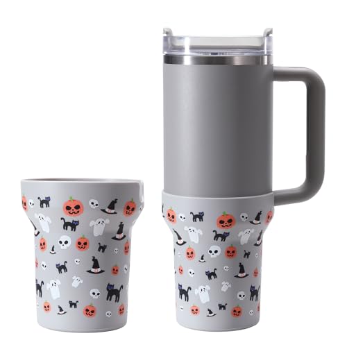 Thxbag Silicone Boot for Stanley Cup 40oz, Halloween Boot Sleeve Cover Fit with Stanley H2.0 and Quencher Adventure Tumbler Accessories (Cream, 40 oz)