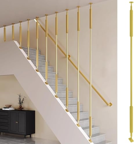 Ringhiera per scale 1 semplice barra di sicurezza per interni per scale altezza personalizzabile (oro 1 pezzo H-195 cm) – & elegante recinzione per scale