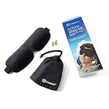 Travelrest Tranquility Sleep Mask with Ear Plugs & Carry Pouch with Adjustable Straps, Eye Cover for Men and Women, Essential for Home, Travel, Long Flights, Airplanes, Bus, Train, Office, Camping