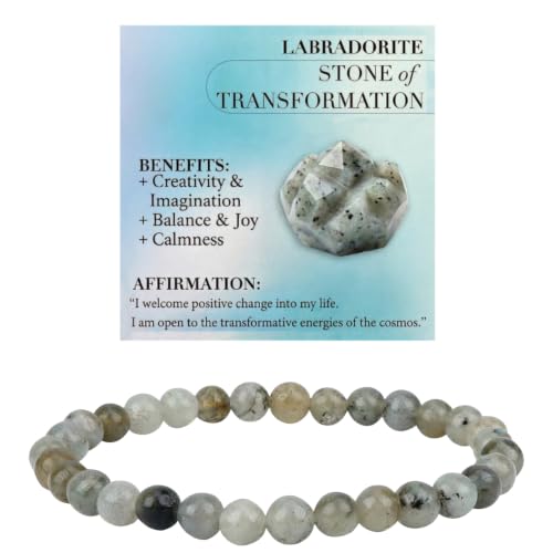Image of MOTIBACK Labradorite Bracelet, Labradorite Crystal Bracelet for Balanced Emotions, Natural Stone Bracelet Crystal Jewelry for Women & Men Christmas Birthday Gift