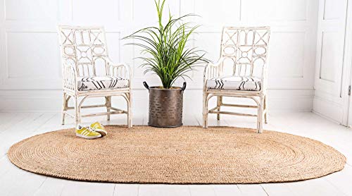 Image of Unique Loom Braided Jute Collection Area Rug - Dhaka (3' 3 inch x 5' 1 inch Oval, Natural)