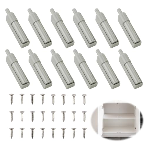12 pezzi di ricambio Softclose, ammortizzatore per porta dell'armadio, con 24 viti, Soft Close, retrofit per armadio da cucina, ufficio, guardaroba, cassetti (grigio)