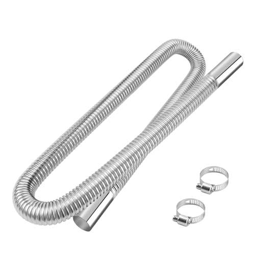 1 inch Stainless Steel Exhaust Hose 59 Flexible Exhaust Pipe Diesel Heater Flexible Exhaust Tubing with 2 Hose Clamps Generator Exhaust Hose Parking Air Heater Fuel Tank Diesel Gas