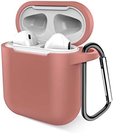 Airpods Case, Music tracker Protective Thicken Airpods Cover Soft Silicone Chargeable Headphone Case with Anti-Lost Carabiner for Apple Airpods 1&2 Charging Case (Brown)