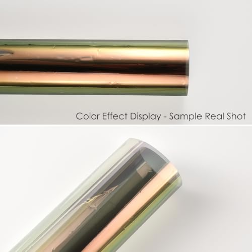 Image of Green Red Chameleon Car Front Window Tint 58% VLT Car Window Tint Film Color Change Windshield Film Car Sun Shade Tints Solar Protection Film, 19.68 inch x 118.11 inch