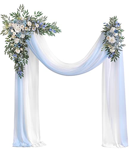 Serra Flora Wedding Arch Flowers Swag With Drape Kit (Pack Of 4) - 2Pcs Artificial Flower Arrangement With 2Pcs Drapes For Wedding Ceremony Arbor And Reception Backdrop Decoration (Blue) #TOP22