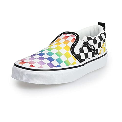Vans Unisex-Child Classic Slip-on (Little Big Kid) (Rainbow Check (Blk/Wht), Numeric_4)