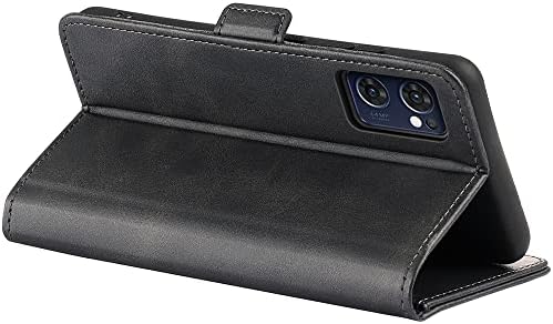 Pemuyak Leather Case for OPPO Find X5 lite 5G Case with HD Tempered Glass Screen Protector, [Magnetic Closure][Card Slots] Stand Leather Flip Shockproof Cover for OPPO Find X5 lite - Black