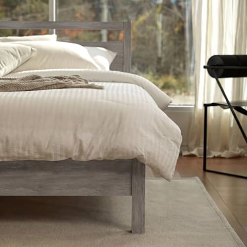 Image of LIFEMENT Full Bed Frame with Headboard Signature Wood Platform, Noise Free, Under Bed Storage, No Box Spring Needed, Easy Assembly, Gray