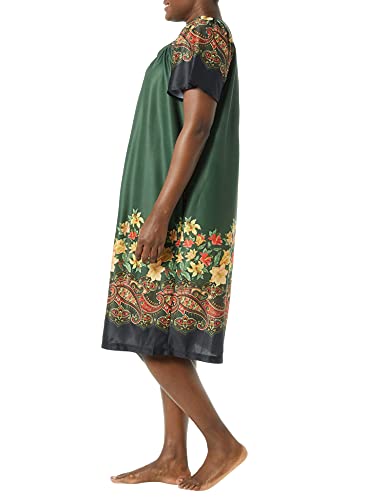 AmeriMark Women's Lounger House Dress Short Sleeve Patio Dress w/Side Pocket Clara Border Large