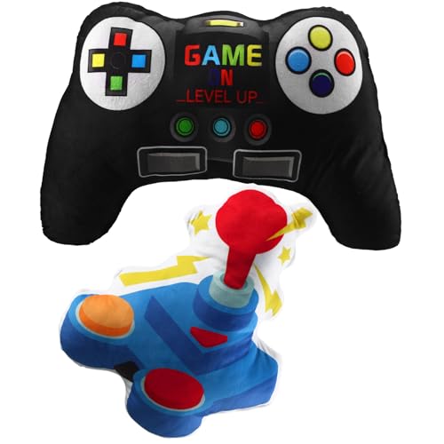 Sintuff 2 Pcs Game Controller Shaped Plush Throw Pillows - 15.75 Inch Soft Plush Gaming Throw Pillows Video Game Controller & Joystick Stuffed Cushions for Gamer Room Decor Sofa Bed & Gaming Chair