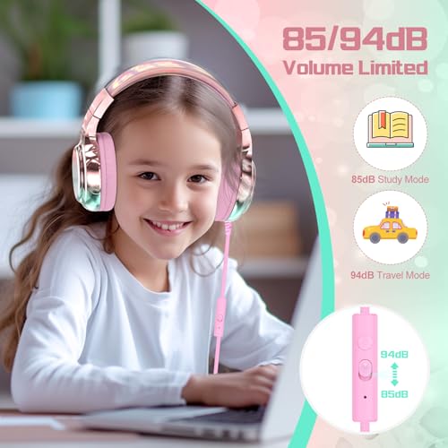QearFun Kids Headphones Wired with 85/94dB Volume Limit LPXEJ21 の商品画像 2