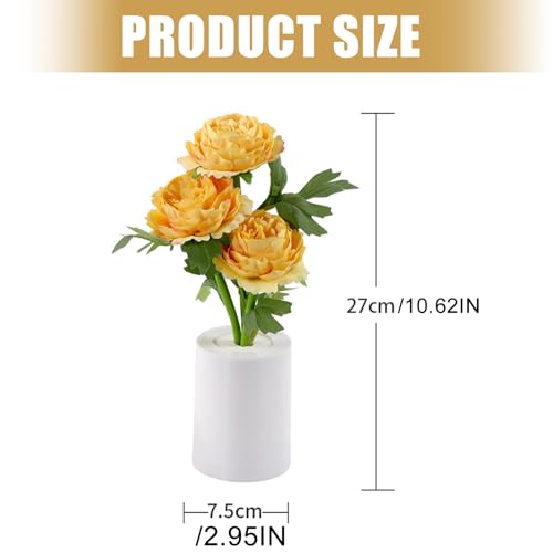 Lámpara de mesa flor de peonía LED decorativa blanca miniatura 4