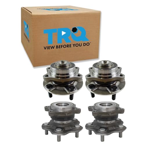 TRQ Front and Rear Wheel Bearing and Hub Assembly Set 4 Piece Compatible with 2003 Infiniti G35 2004-2006 G35 Base Model 2007 G35 Coupe 2003-2009 Nissan 350Z