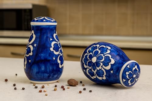 Image of HS HINDUSTANI SAUDAGAR Royal Flora Salt and Pepper Ceramic Salt Shaker dispensers Set of 2(130ml Each) Spice Container & Sprinkler for Dinning Table Kitchen Ideal for Home Daily use and Gifting.
