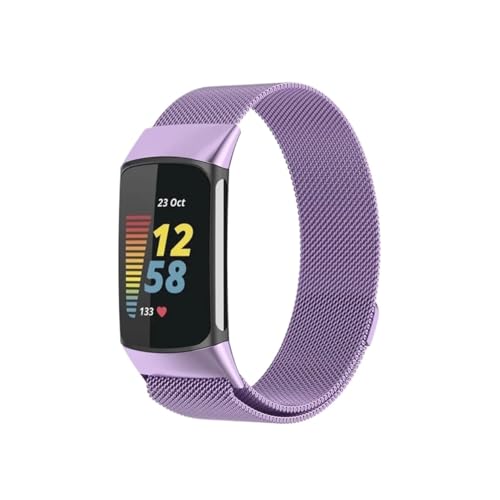 �ɓK������Fitbit�̏[�d5 /6�̂��߂̃X�e�����X�|�̋����o���h�̓K��(Xyst-purple,For fitbit charge 6)