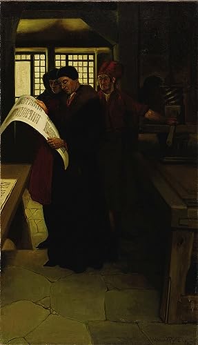 Art tableau Gutenberg Howard Pyle pour créer une ambiance de cabinet de curiosités dans un bureau
