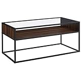 WE Furniture Industrial Modern Wood Rectangle Open Shelf Coffee Accent Table Living Room, 40 Inch, Walnut Brown