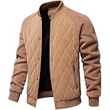 Chaqueta de béisbol acolchada de alta calidad para hombre, chaqueta acolchada de mezcla de algodón grueso, abrigo de forro polar cálido para otoño e invierno, Marrón, XX-Large