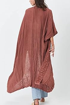 LikeJump Kimono, dames, lang, gebloemd, ochtendjas, cover-up, strand, bikini, maxi-jurk, plus size, zomergewaad, one size