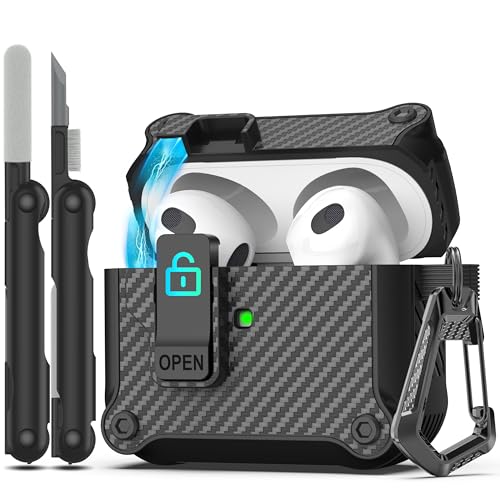 Image of RFUNGUANGO AirPods 3 Case with Lock Magnetic Lid, Black