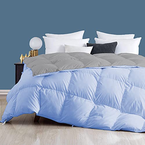 Image of Day Care - 400 GSM Hotel Quality-Down Alternative Reversible Comforter (90 inch x 100 inch Inches /228cm x 254cm) - Comforter Double Bed|Silver /Sky Blue| TC - 450
