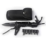 Burgstein® Multi-Tool Messer – Scharfes Klappmesser inkl. Bit-Set, Zange & Tasche - Taschenmesser mit gehärteter Edelstahlklinge & Werkzeug, Multifunktions-Messer