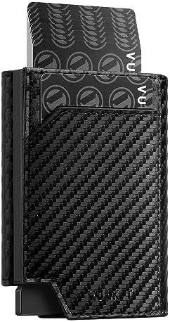 VULKIT Pop-Up Card Wallet for Men Leather Credit Card Holder RFID Blocking with Coins Pocket Magnetic Closure & Card Case, Espresso