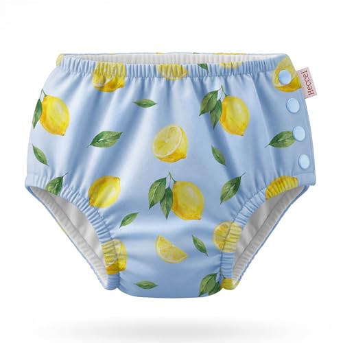 HECCEI Pañal de natación para bebé, reutilizable, respetuoso con la piel, cintura ajustable, pañal de natación para niños y niñas (limón, 2-3 años)