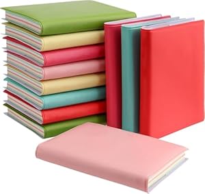 PINGEUI 12 stuks Mini Notitieboek, 100 vellen zak notitieblok met PU-lederen hoes, mini-notitieblok voor dagboek memo-notitieboek, 10 x 8 cm, 6 kleuren