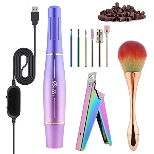 Electric Nail Drill Kit Portable Belle USB Nail Files Acrylic Nails for Beginners Nail Art Accessories for Manicure Pedicure Salon?Sunglow