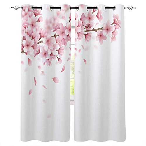 Charmhome Grommet Curtain Pink Cherry Blossom With Branches Garden Art Print Window Curtains Draperies For Bedroom And Living Room, Set Of 2 Panels, 52 By 90-Inch #TOP19