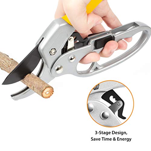 WHATOOK Pruning Shears for Gardening, Heavy Duty Hand Pruners, Bypass Shears, Plant Clippers Cutter Sharp Blade,Tree Trimmers Scissors, Garden Snips, Gardening Tools for Plant, Flower,Yard（Yellow） - Thumbnail 5