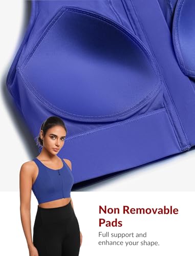 Image of Yvette Front Closure High Impact Sports Bra for Women | Cup Sizes A to DDD Up to 5XL, Sewn in Pads, No Underwire, Breathable Fabric Moisture-Wicking, Easy on and off, Full Coverage