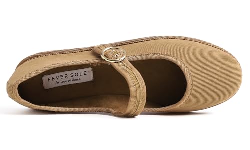 FEVERSOLE Women's Soft Breathable Mary Jane Memory Foam Cushioned Comfort Round Toe Metal Buckle Flats Walking Shoes2