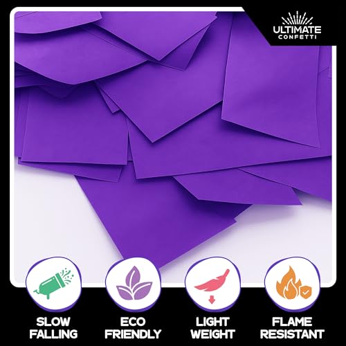 Image of Ultimate Confetti, Purple Biodegradable Confetti - Rectangular Fluttering Tissue Paper Confetti for Cannon and Launcher use - Best for Gender Reveal, Parties, Concerts and Weddings - 20 lb, 320 oz