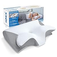 HOMCA 2 in 1 Ergonomisches Nackenkissen Kopfkissen Memory Foam Kissen für Rücken-, Seiten- und Bauchschläfer, 60x40x12/14cm, Grau