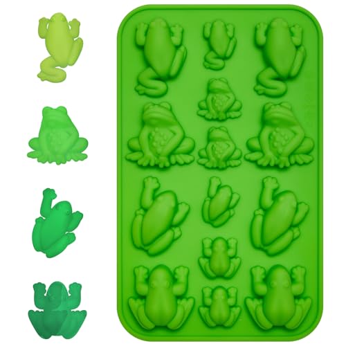 Tessco for you 1 Pcs Frog Silicone Mold Nonstick Chocolate Molds for Gummies Jelly Ice Cubes Fondant Soap Ten Plagues Silicone Tray for Parties and Desserts (Green)