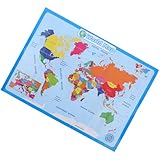 EXHUMKY Mapa del Mundo Infantil para Pared, Póster Educativo Preescolar Laminado, Diseño Colorido y Resistente, Adecuado para Aula y Aprendizaje de Geografía en Pequeños Estilo Aleatorio