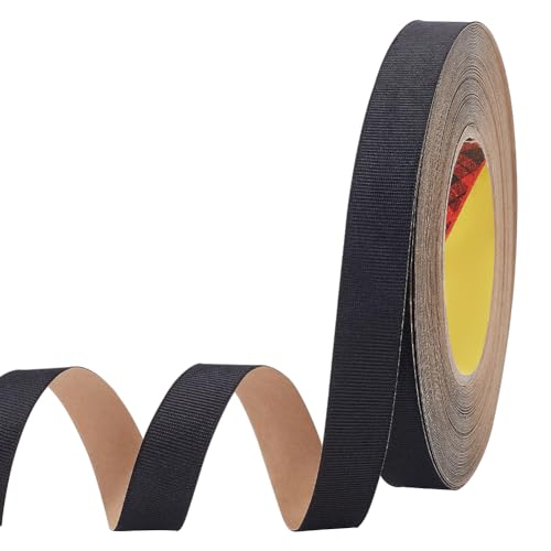 MAYJOYDIY 25yd Black Grosgrain Ribbon 0.7in Self Adhesive Polyester Tape
