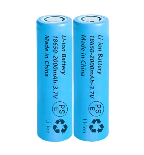 Svenirven 2 Packs 3.7V 18650 Rechargeable Batteries 18650 Flat Top Battery for Flashlights, Headlamps, Doorbells, Toy Cars Blue