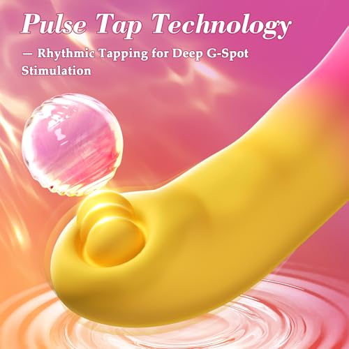 Image of G Spot Vibrator Wand & Bullet Vibrator Set - Flapping Vibrators Sex Toys for Women, Clitoral Dildo with 7 Vibrating & 7 Tapping Modes, Waterproof Wand Massager, Adult Sex Toy (Yellow & Pink)