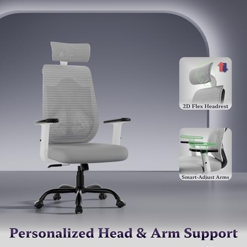 Image of Titan Ergonomic Office Chair for Home & Office | Adjustable Armrests | 120 Recline | Lumbar Support | Thick Cushioned Seat | Heavy-Duty Base | 3 Years Warranty (White Grey)