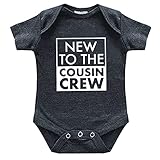 new to the cousin crew newborn outfit shirts for kids best cool baby announcement (Charcoal Black, 0-3 Months)