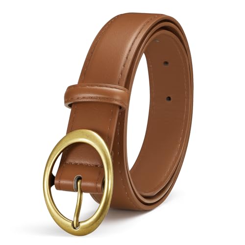 Women Leather Belts for Jeans Pants Dresses Fashion Ladies Waist Belt Gold/Silver Buckle